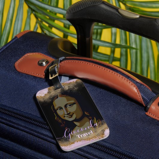 Black Pink Glitter Leonardo Da Vinci Gioconda Gepäckanhänger (Vorderseite Insitu 1)