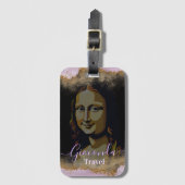 Black Pink Glitter Leonardo Da Vinci Gioconda Gepäckanhänger (Vorderseite Vertikal)