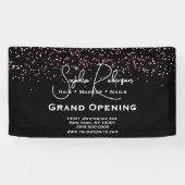 Black & Pink Glitter Salon Grand Opening Banner (Horizontal)