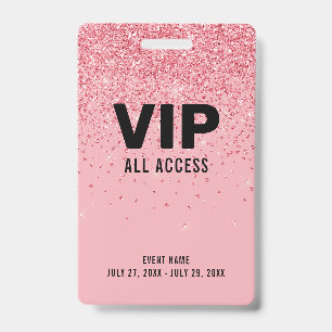 Black Pink Glitter VIP All Access Pass Event-ID Ausweis