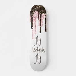Black Pink Glitzer Girly Sparkle Personalisierter  Skateboard