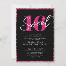 Black Pink Glitzer Glam 16 . Geburtstag Geburtstag