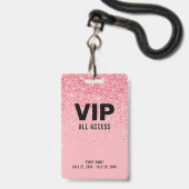 Black Pink Glitzern VIP All Access Pass Event ID Ausweis (Vorderseite mit Schlüsselband)