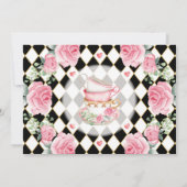 Black Pink Gold Alice in Onederland Birthday Tee Einladung (Rückseite)