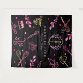 Black, Pink & Gold Baking & Cooking Utensil Bakery Wandteppich (Vorderseite (Horizontal))