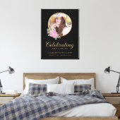 Black Pink Gold Floral Begrüßungszeichen Leinwanddruck (Insitu (Schlafzimmer))