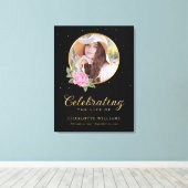 Black Pink Gold Floral Begrüßungszeichen Leinwanddruck (Insitu (Holzboden))