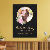 Black Pink Gold Floral Begrüßungszeichen Leinwanddruck (Insitu (Wohnzimmer))