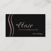 Black Pink & Gold Glitzer HAIR Business Card