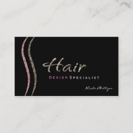 Black Pink & Gold Glitzer HAIR Business Card Visitenkarte