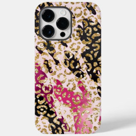Black Pink Gold Leopard Case-Mate iPhone 14 Pro Max Hülle