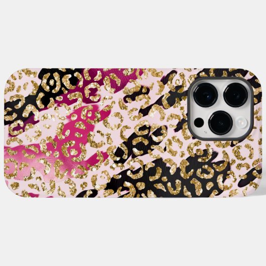 Black Pink Gold Leopard Case-Mate iPhone Hülle (Rückseite (Horizontal))