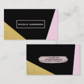 Black Pink & Gold Moderne, trendige Eleganz Visitenkarte (Vorne/Hinten)