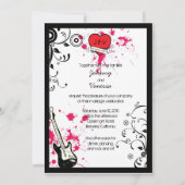 Black & Pink Grungy Heart Music Themed Wedding Einladung (Rückseite)