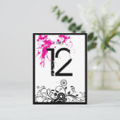 Black & Pink Grungy Heart Music Themed Wedding Postkarte (Stehend Vorderseite)
