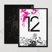 Black & Pink Grungy Heart Music Themed Wedding Postkarte (Vorne/Hinten)