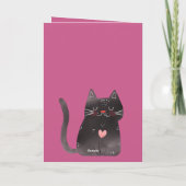 Black Pink Heart Cat Birthday Karte (Rückseite)