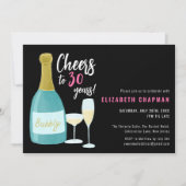 Black Pink heitert bis 30 Jahre blubbly 30. Geburt Einladung (Vorderseite)