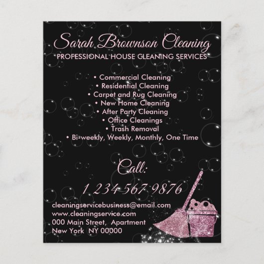 Black Pink Janitorial Maid House Sauberes Flyer (Vorne)