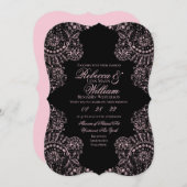 Black Pink Lace Elegante Gotische Hochzeitsfeier E Einladung (Vorne/Hinten)