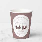 Black Pink Lace Watercolor Lingerie Brautparty Pappbecher (Rückseite)