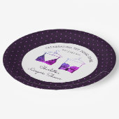 Black Pink Lace Watercolor Lingerie Brautparty Pappteller (Schrägansicht)