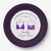 Black Pink Lace Watercolor Lingerie Brautparty Pappteller (Vorderseite)