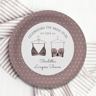 Black Pink Lace Watercolor Lingerie Brautparty Pappteller