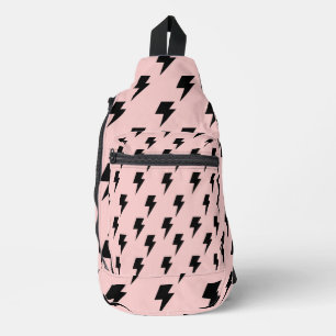 Black Pink Lightning Y2K Indie Jeden Chic Crossbody Bag