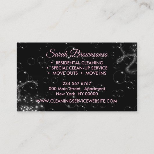 Black Pink Luxury Reinigungsservice Haushaltshilfe Visitenkarte (Rückseite)