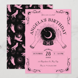 Black Pink Magic Mondkristall Geburtstag Einladung