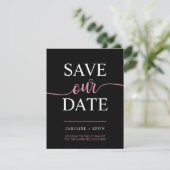 Black Pink Mauve RETTETE UNSER DATENHERZ Save The Date (Stehend Vorderseite)