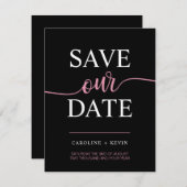 Black Pink Mauve RETTETE UNSER DATENHERZ Save The Date (Vorne/Hinten)