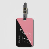 Black Pink modern BAG TAG für sie Gepäckanhänger (Vorderseite Vertikal)