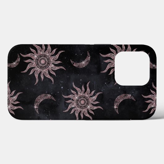 Black Pink Moon Sun Mandala Case-Mate iPhone Hülle (Rückseite (Horizontal))