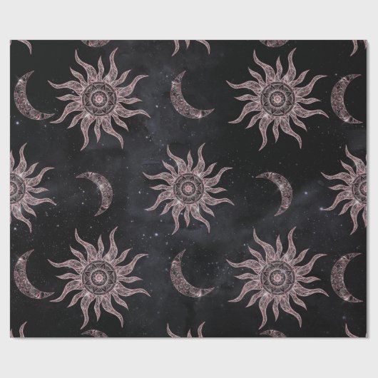 Black Pink Moon Sun Mandala Geschenkpapier (Flach)