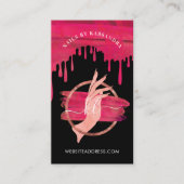 Black Pink Nail Art Manicure Salon Script Monogram Visitenkarte (Vorderseite)