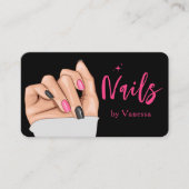 Black Pink Nail Artist Qr Code Chic Visitenkarte (Vorderseite)