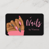 Black Pink Nail Technician Moderne Nägel Art Salon Visitenkarte (Vorderseite)
