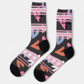 Black & Pink - Name Number Herz Socken (Linkes Detail)