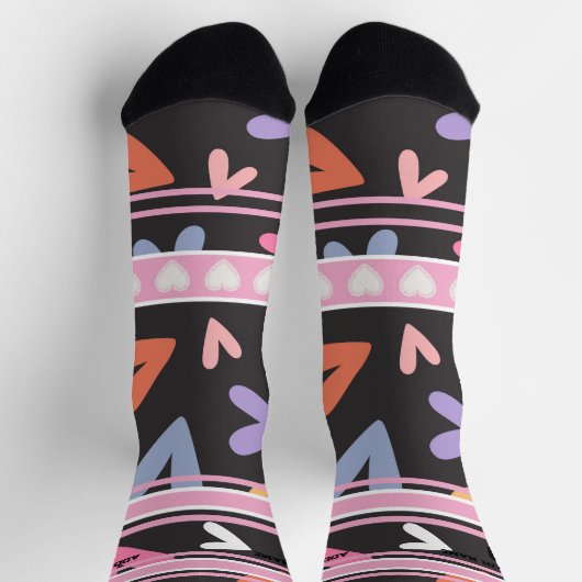 Black & Pink - Name Number Herz Socken (Oben)