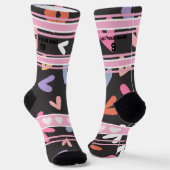Black & Pink - Name Number Herz Socken (Gewinkelt)
