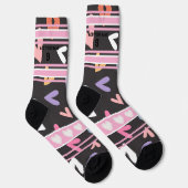Black & Pink - Name Number Herz Socken (Rechts)