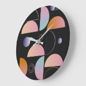 Black Pink Orange Abstract Art Pattern Große Wanduhr (Winkel)