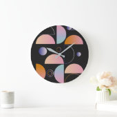 Black Pink Orange Abstract Art Pattern Große Wanduhr (Zuhause)