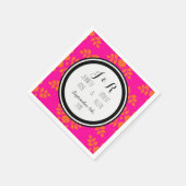 Black Pink Orange Rose Damask Wedkins Serviette (Ecke)