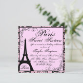 Black & Pink Paris Sweet16 Birthday Einladung (Stehend Vorderseite)