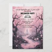 Black&Pink Pastell Goth Graveyard Halloween-Party Einladung (Vorderseite)