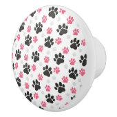 Black Pink Paw Print Dog Owner Puppy Lover Pets Keramikknauf (Rechts)