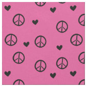 Black Pink Peace Signs and Hearts Stoff (Nahaufnahme)
